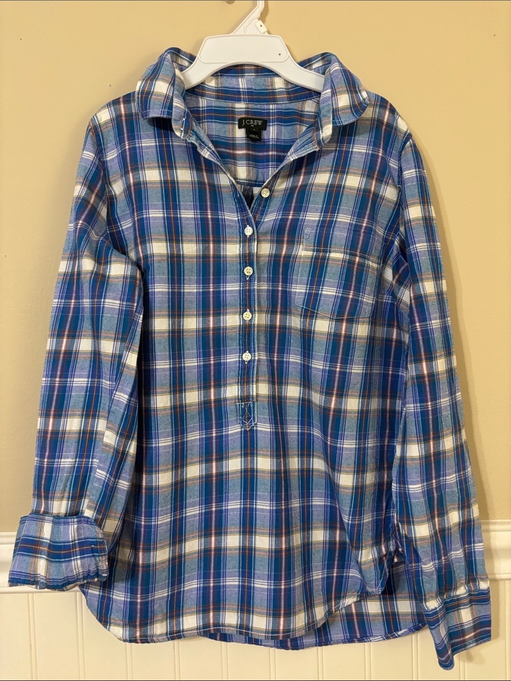 J. Crew Plaid Cotton Shirt, Size: Small